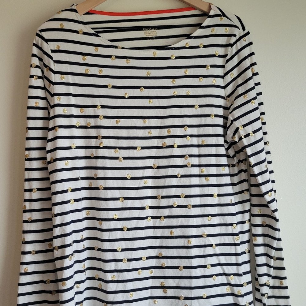 Boden Long Sleeve Striped Tee with Gold Glitter 12
